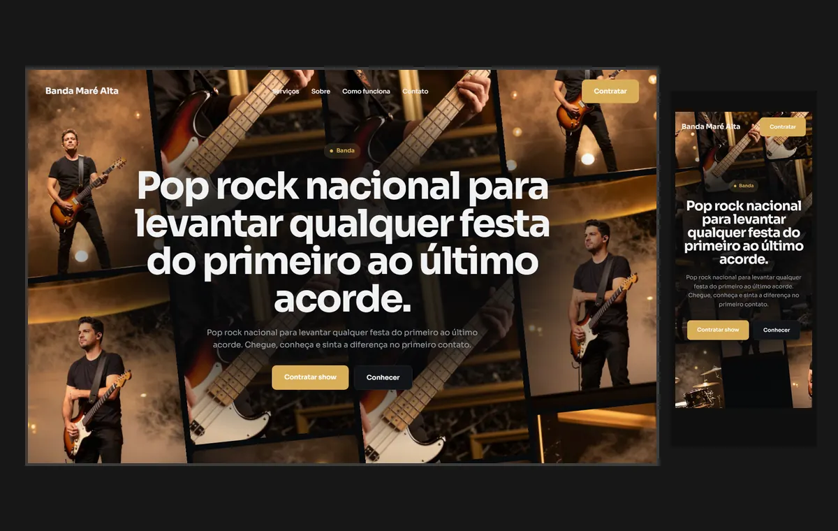 Site de banda no modelo Fluxo Noite