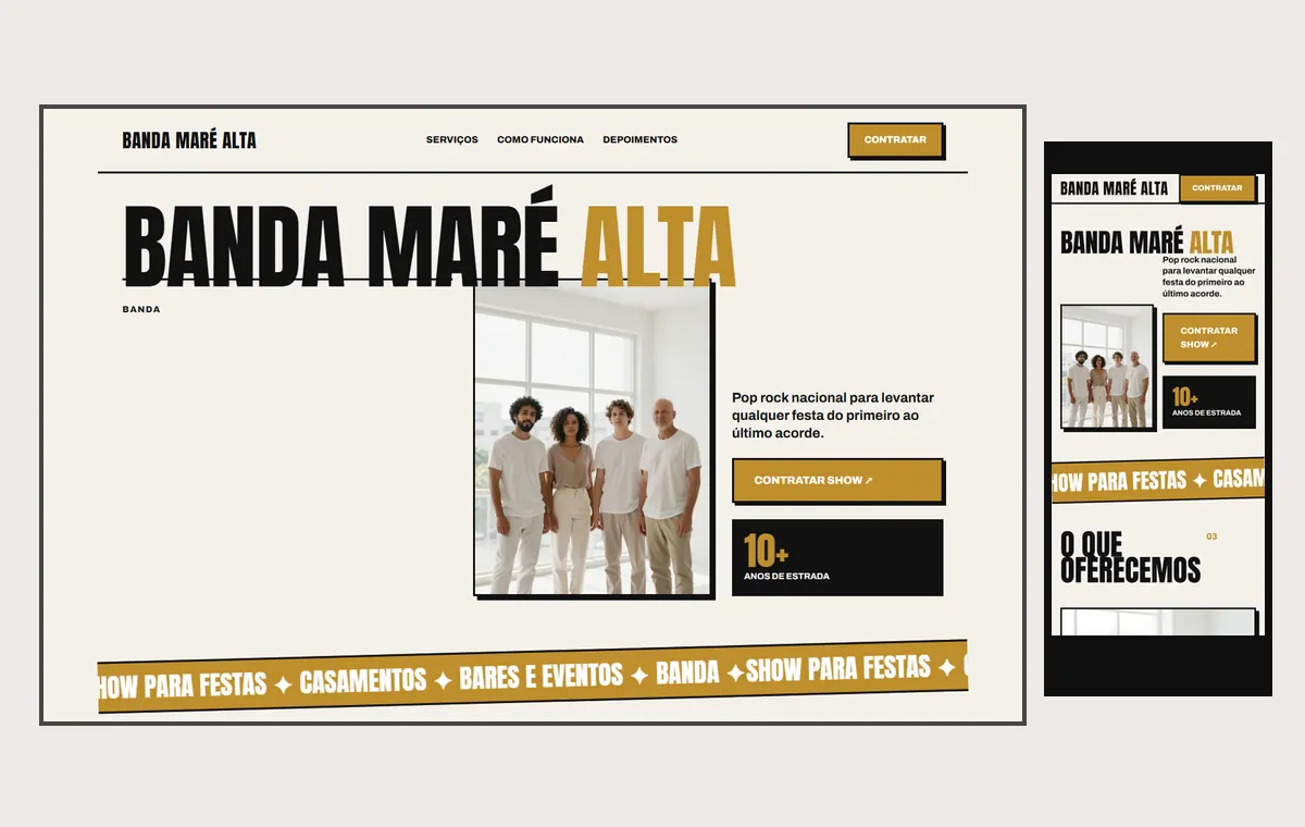 Site de banda no modelo Impacto Sol