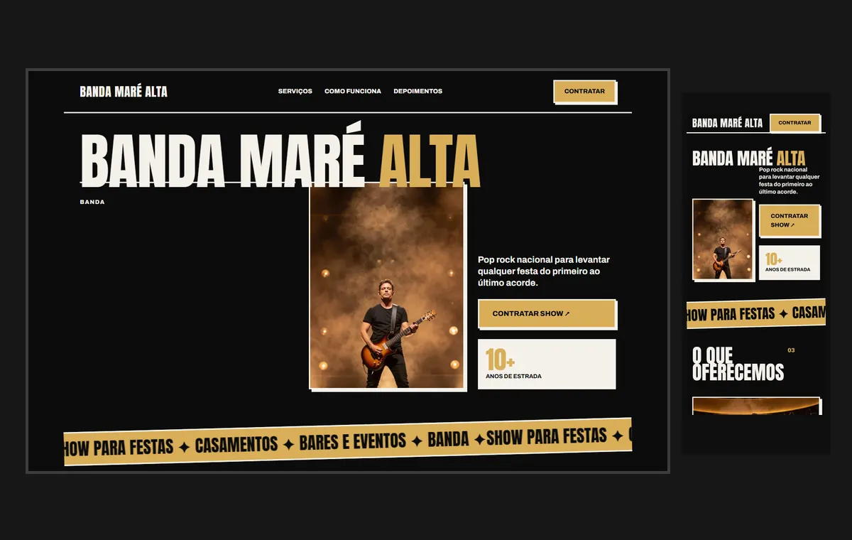 Site de banda no modelo Impacto Eclipse