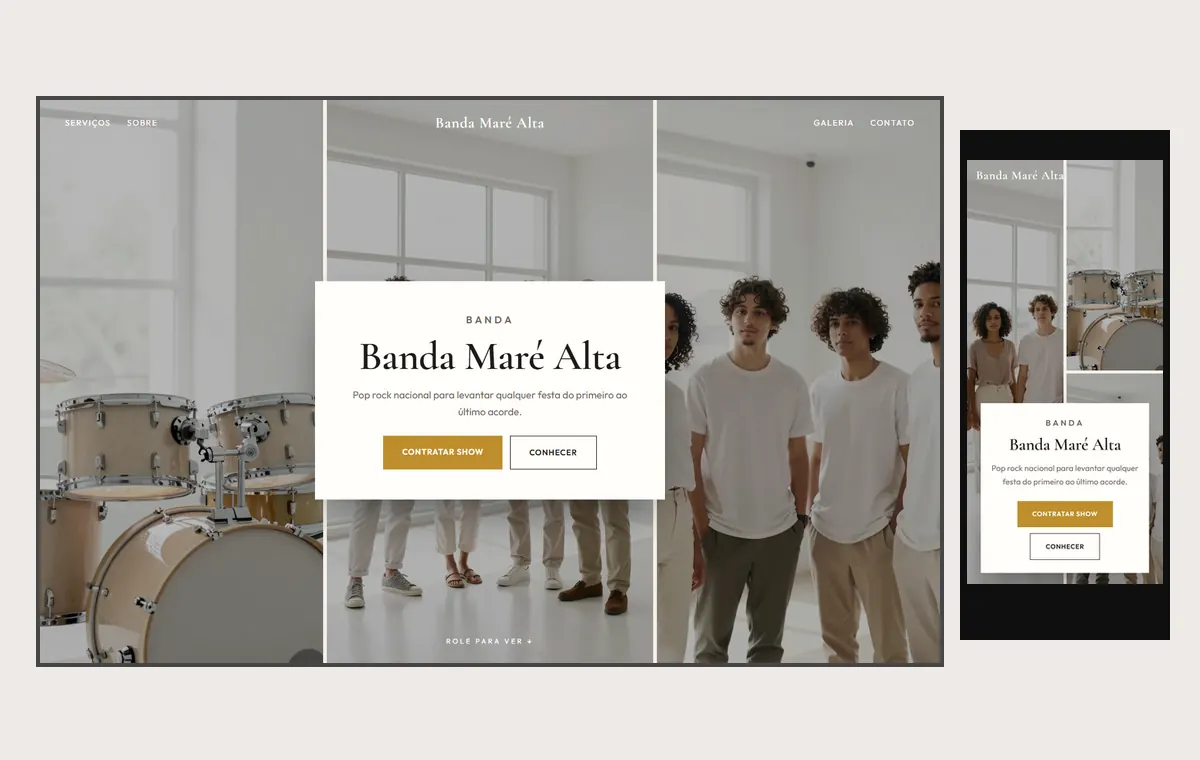 Site de banda no modelo Mosaico Areia