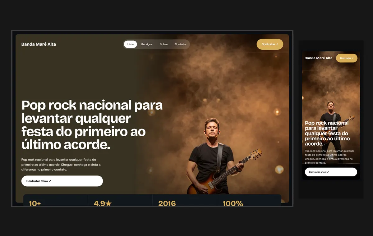 Site de banda no modelo Panorama Lua