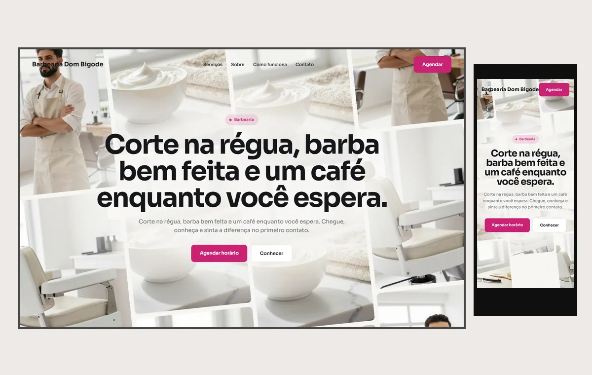 Site de barbearia no modelo Fluxo Brisa