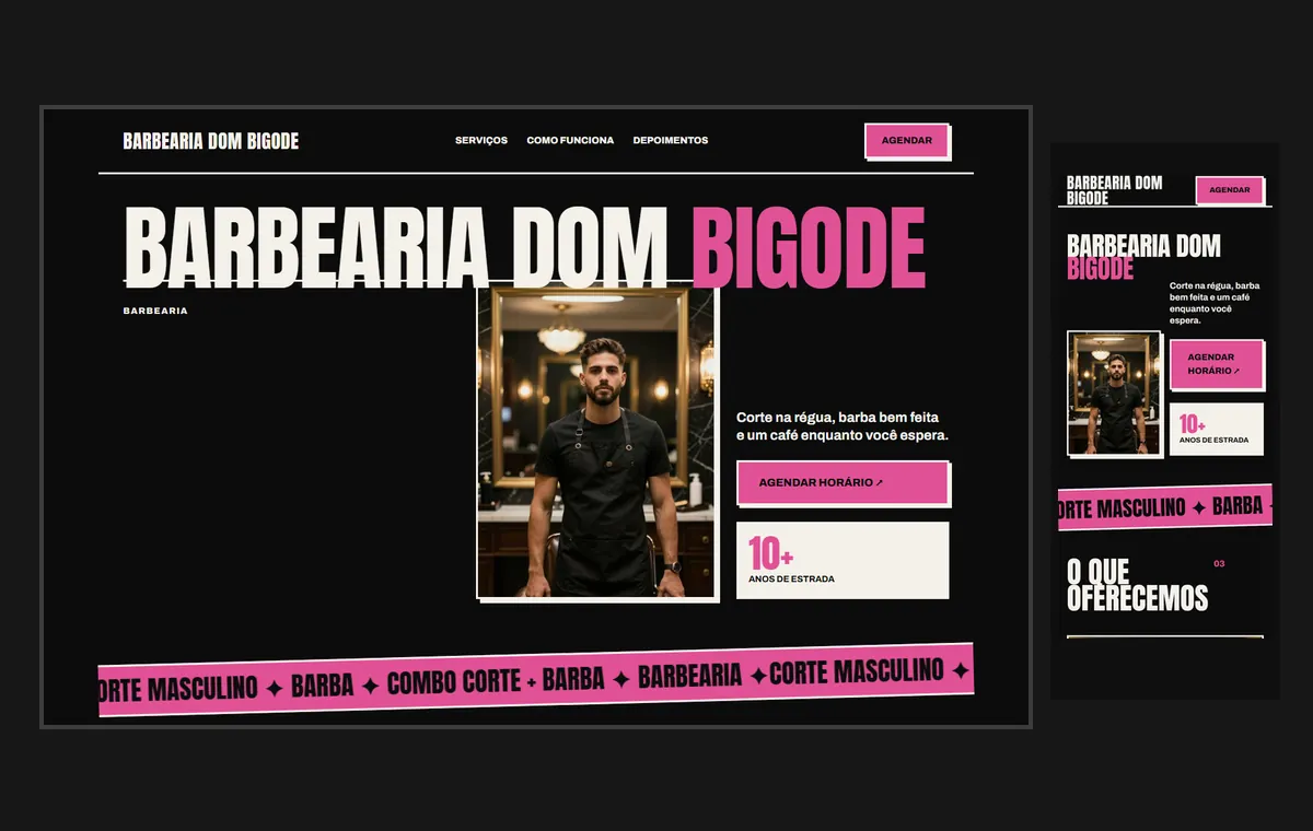 Site de barbearia no modelo Impacto Eclipse