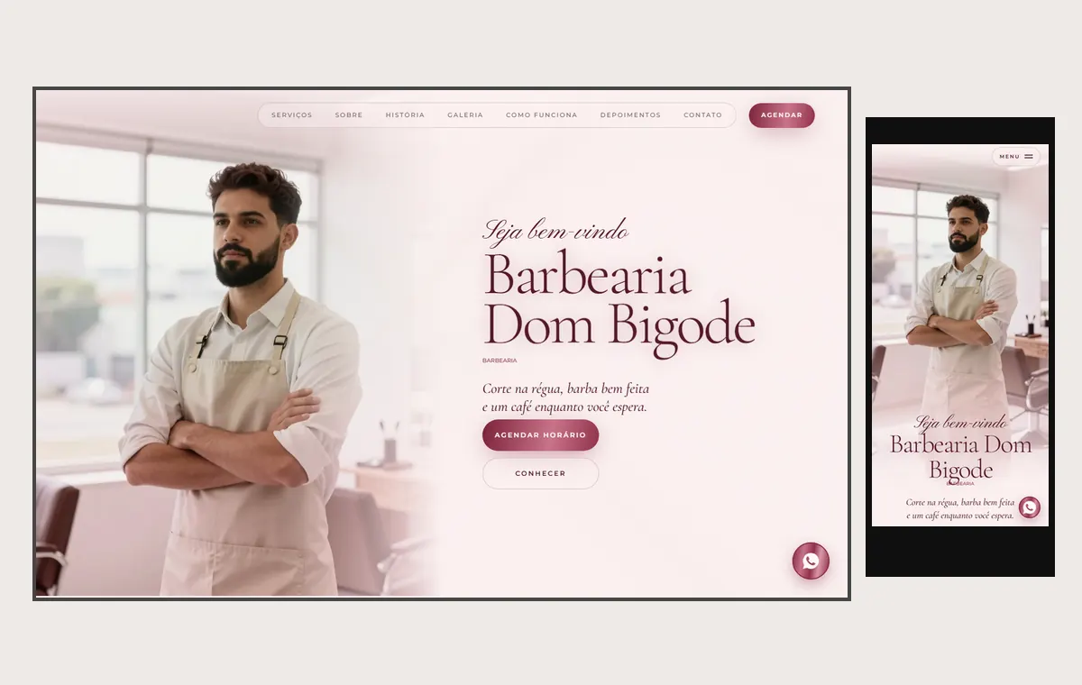 Site de barbearia no modelo Luxo Dia