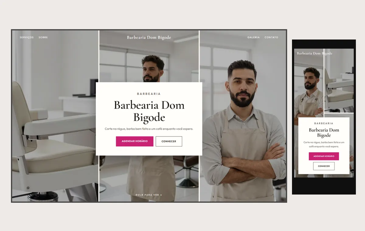 Site de barbearia no modelo Mosaico Areia