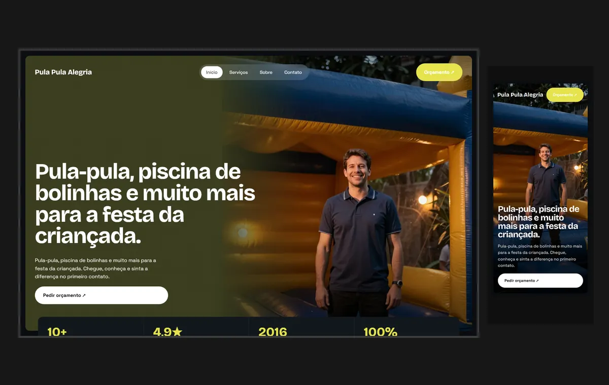 Site de aluguel de brinquedos no modelo Panorama Lua