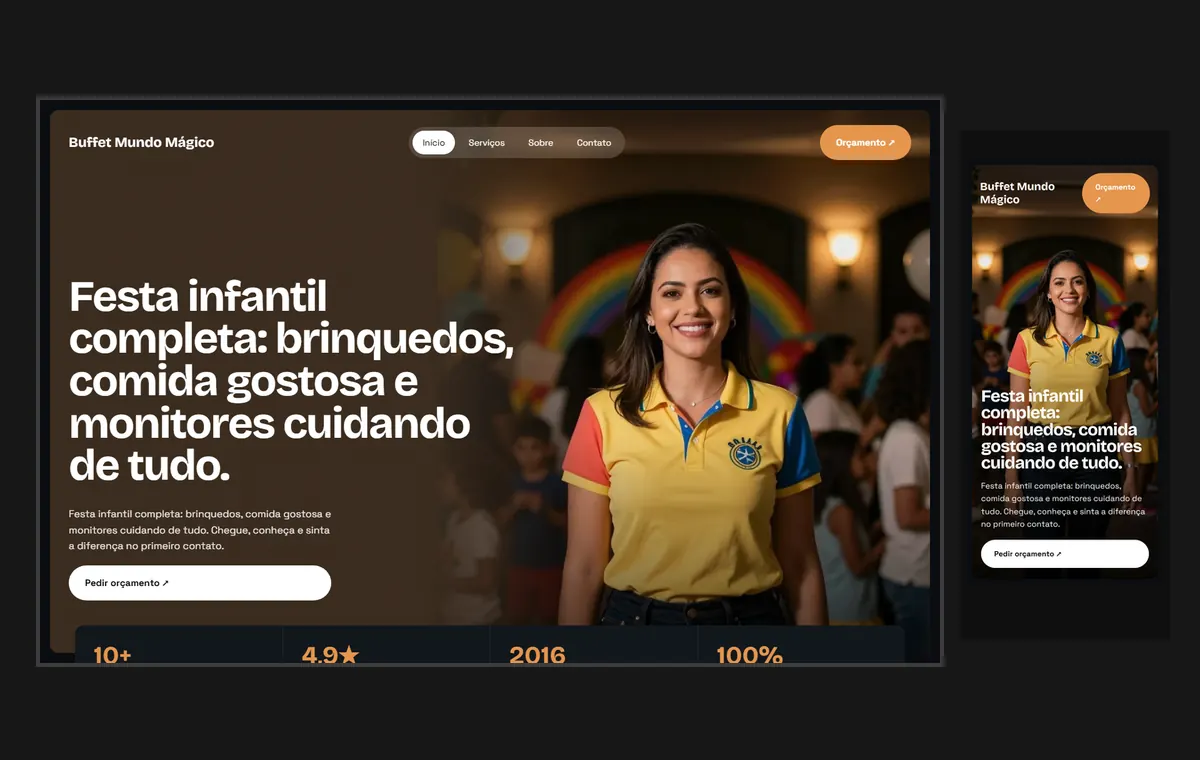 Site de buffet infantil no modelo Panorama Lua