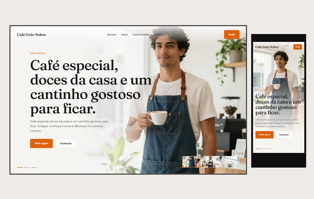 Site de cafeteria no modelo Cinema Luz