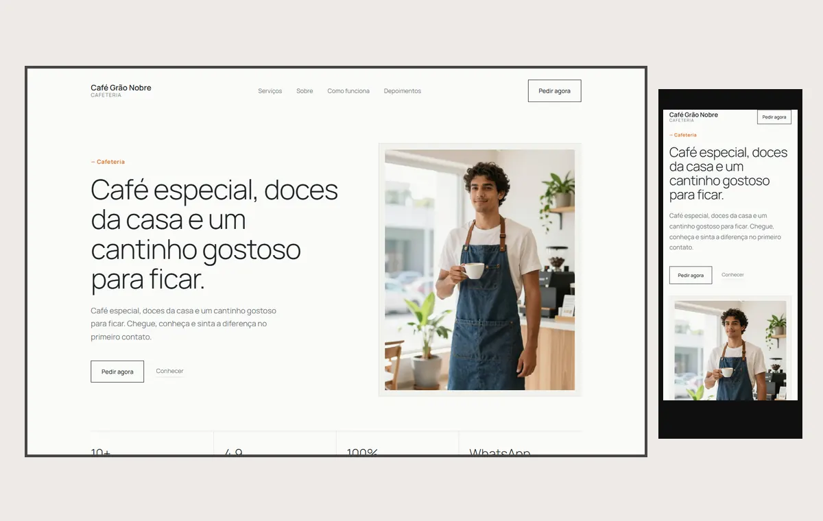 Site de cafeteria no modelo Clean Nuvem