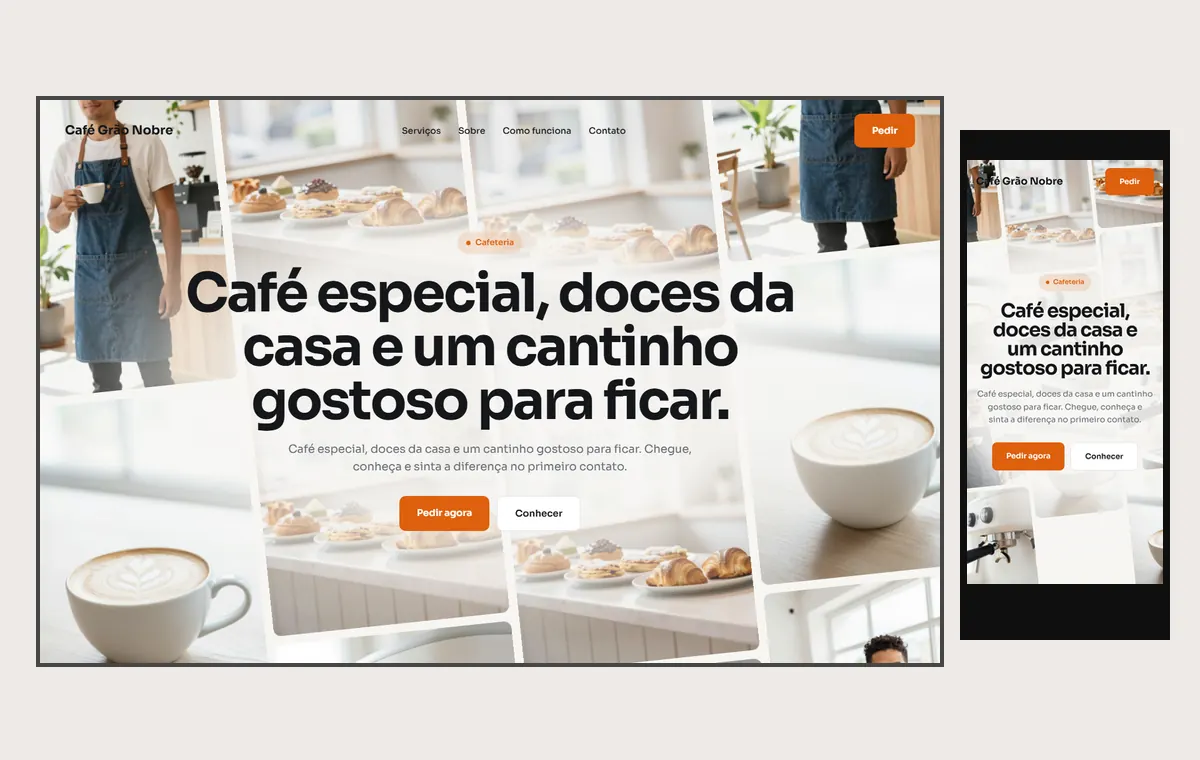 Site de cafeteria no modelo Fluxo Brisa