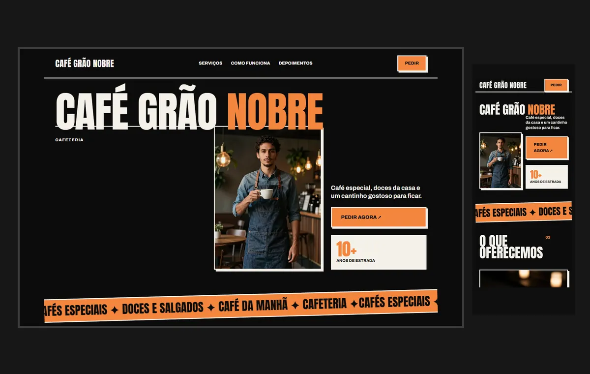 Site de cafeteria no modelo Impacto Eclipse