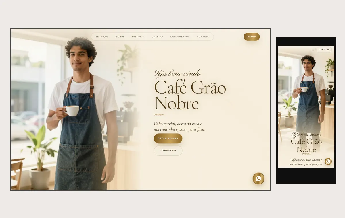 Site de cafeteria no modelo Luxo Dia