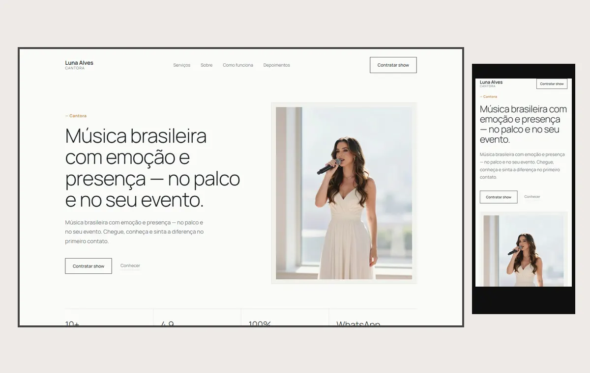 Site de cantor(a) no modelo Clean Nuvem