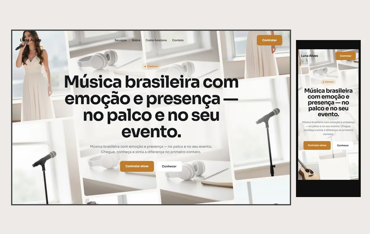 Site de cantor(a) no modelo Fluxo Brisa