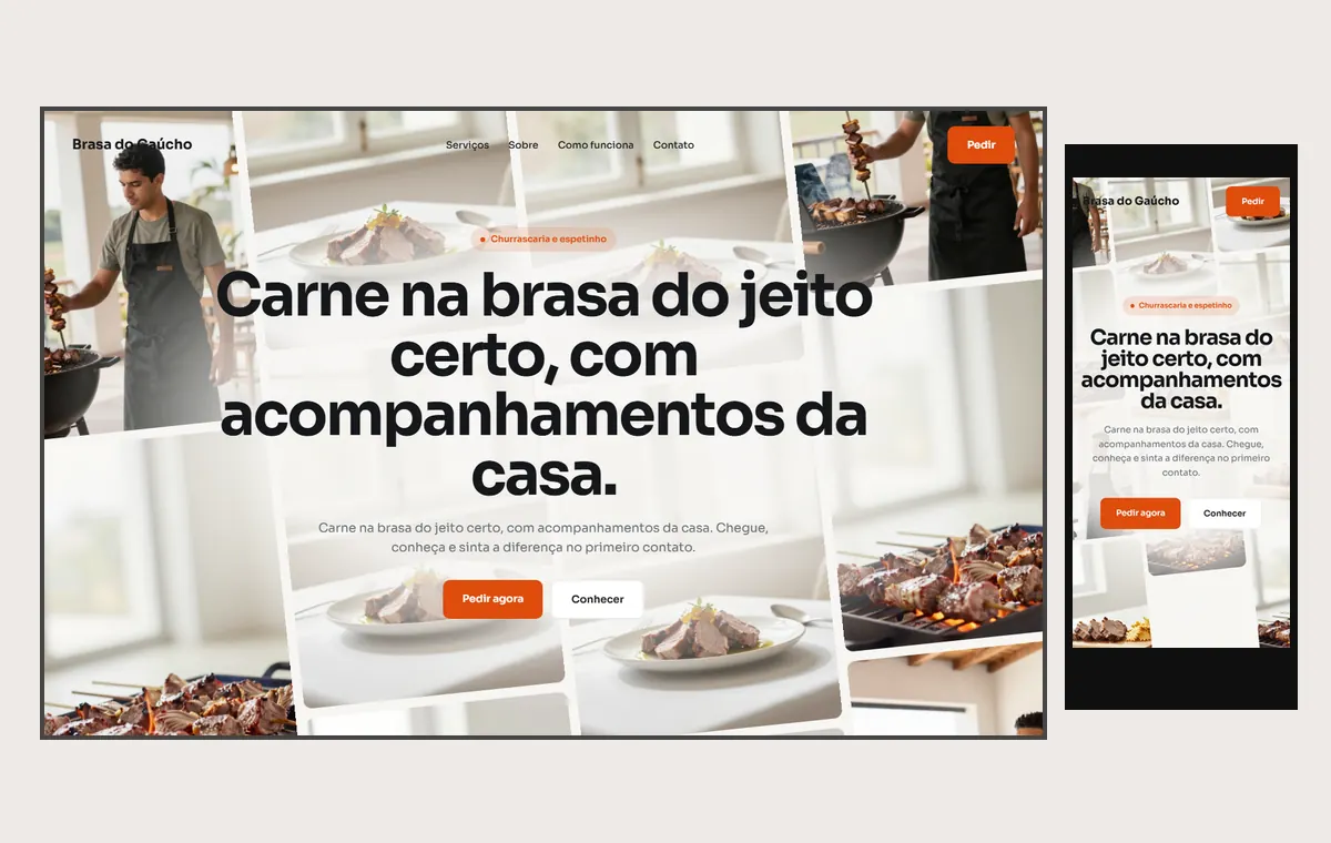Site de churrascaria e espetinho no modelo Fluxo Brisa