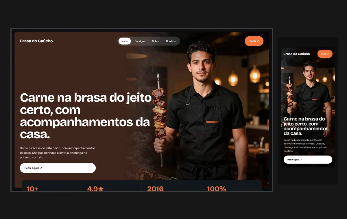 Site de churrascaria e espetinho no modelo Panorama Lua