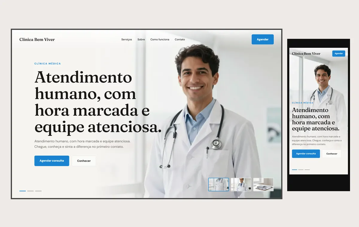 Site de clínica e consultório no modelo Cinema Luz
