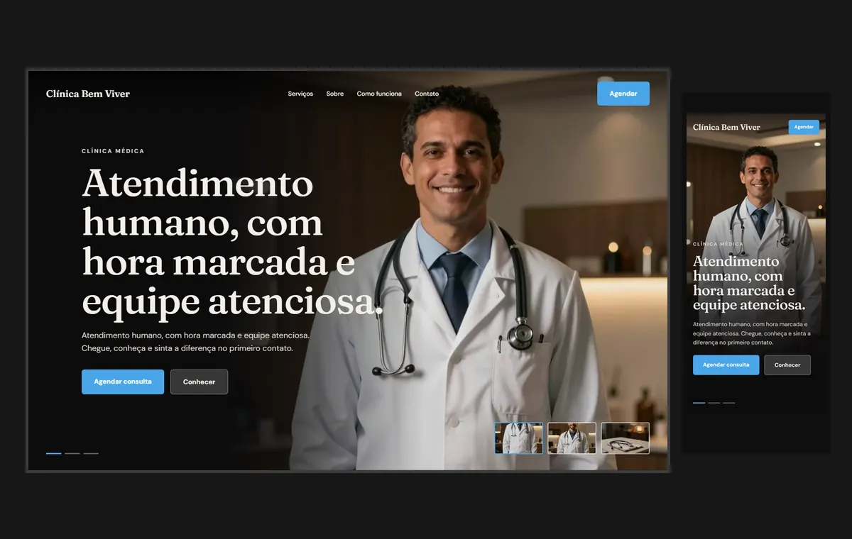 Site de clínica e consultório no modelo Cinema Noite