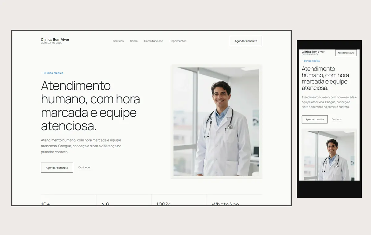 Site de clínica e consultório no modelo Clean Nuvem