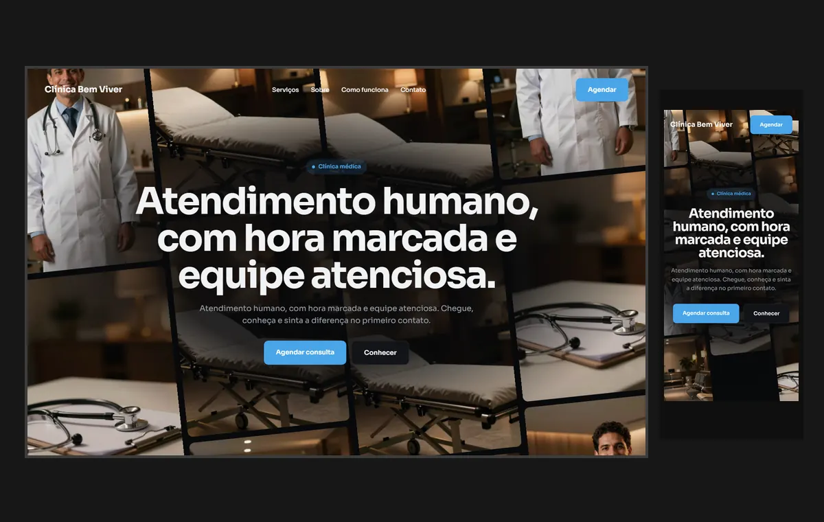 Site de clínica e consultório no modelo Fluxo Noite