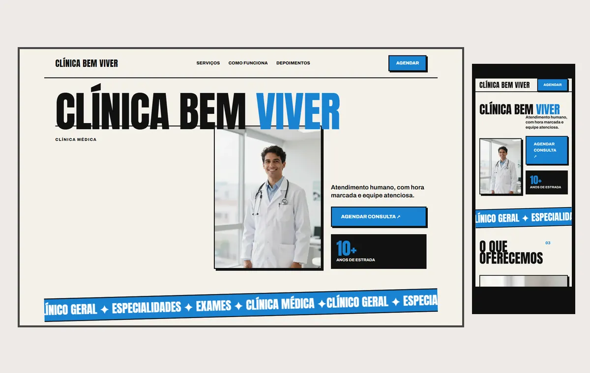 Site de clínica e consultório no modelo Impacto Sol