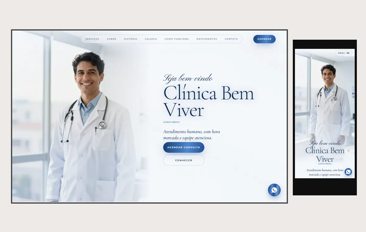 Site de clínica e consultório no modelo Luxo Dia