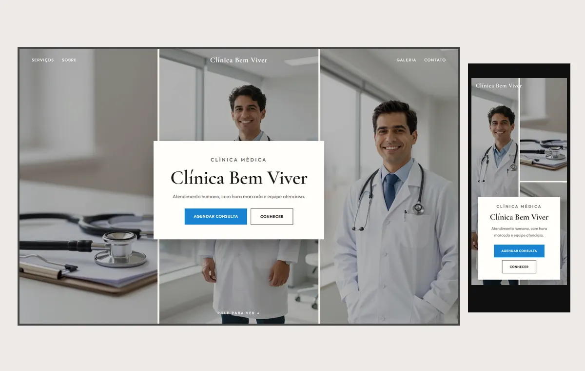 Site de clínica e consultório no modelo Mosaico Areia