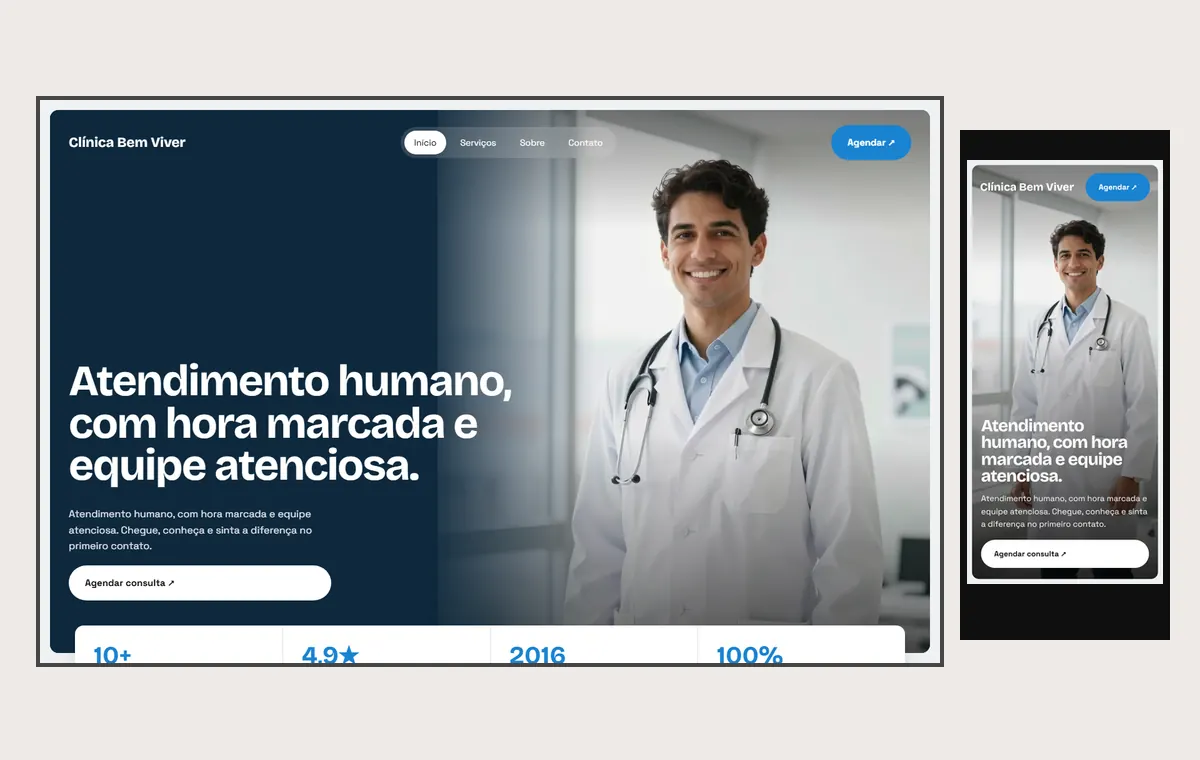 Site de clínica e consultório no modelo Panorama Céu