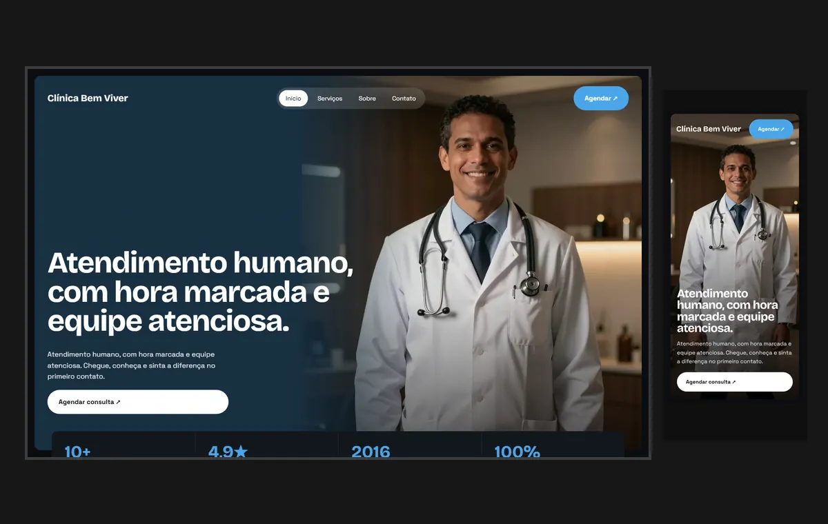Site de clínica e consultório no modelo Panorama Lua