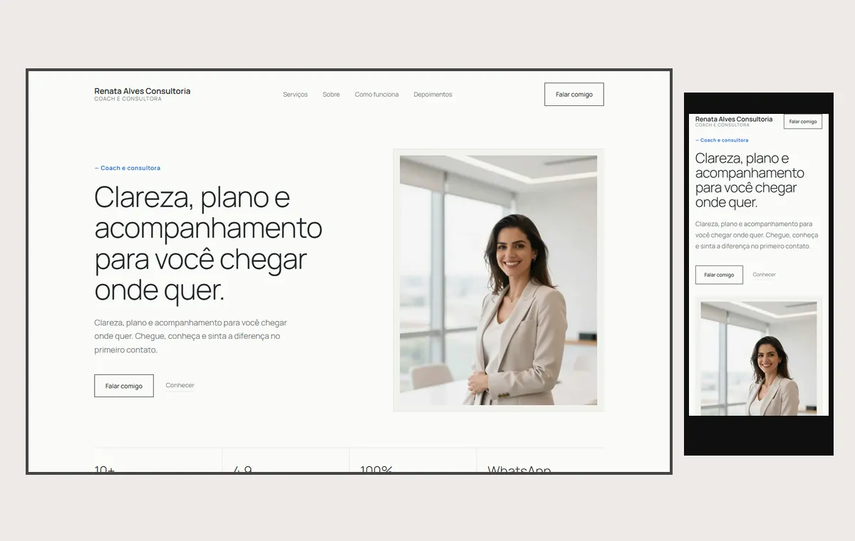Site de coach e consultor no modelo Clean Nuvem