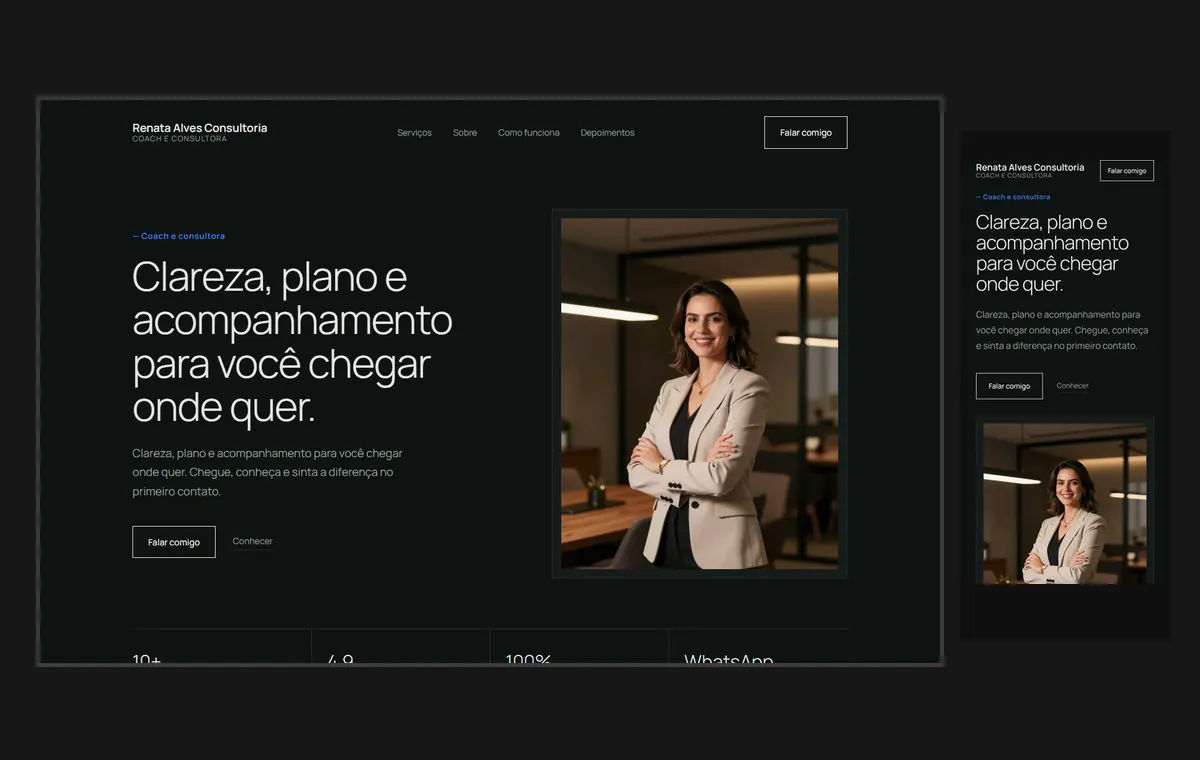 Site de coach e consultor no modelo Clean Grafite
