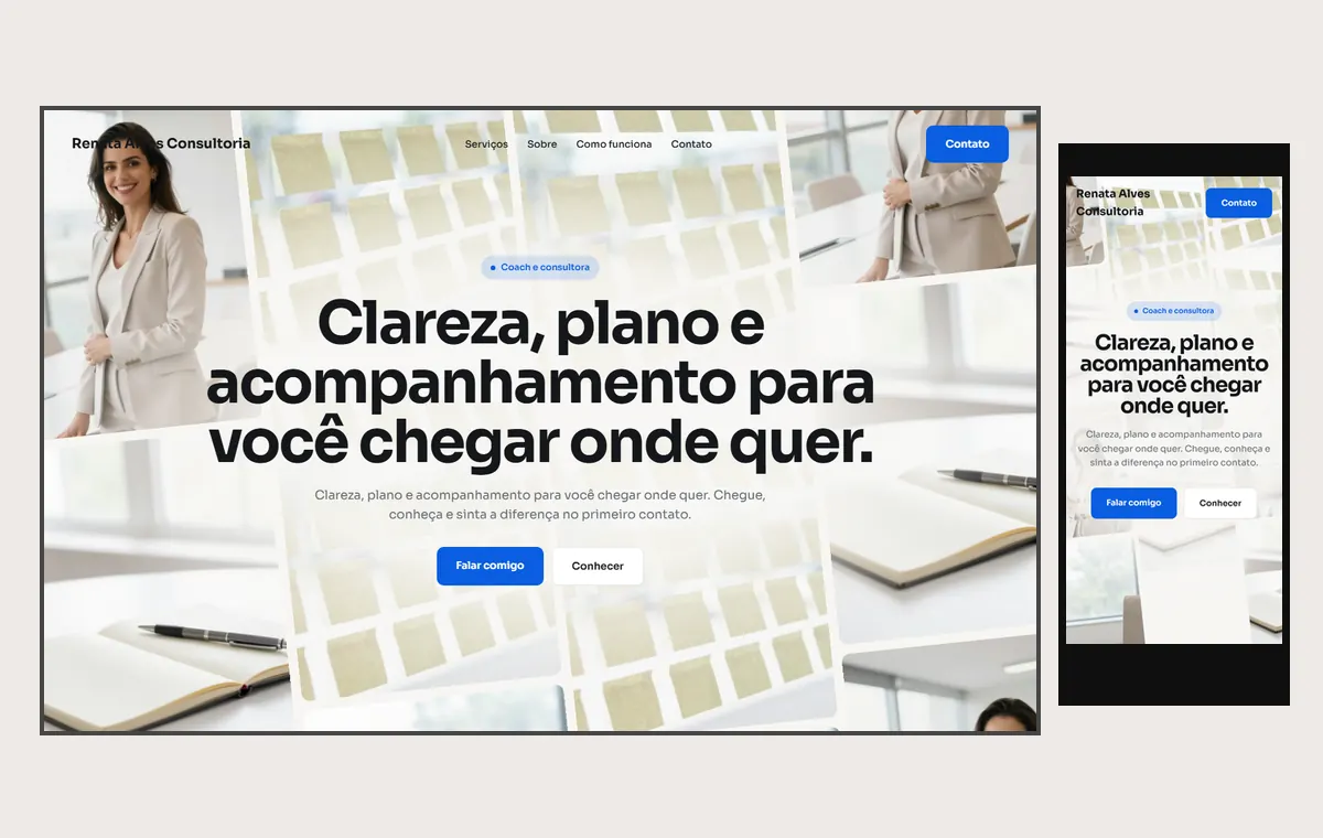 Site de coach e consultor no modelo Fluxo Brisa