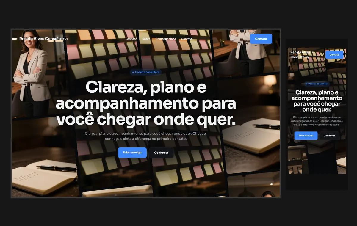 Site de coach e consultor no modelo Fluxo Noite