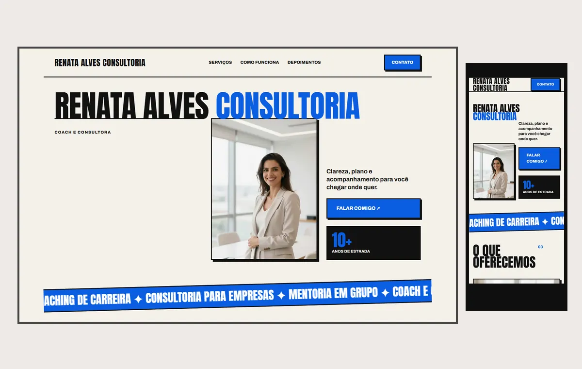 Site de coach e consultor no modelo Impacto Sol