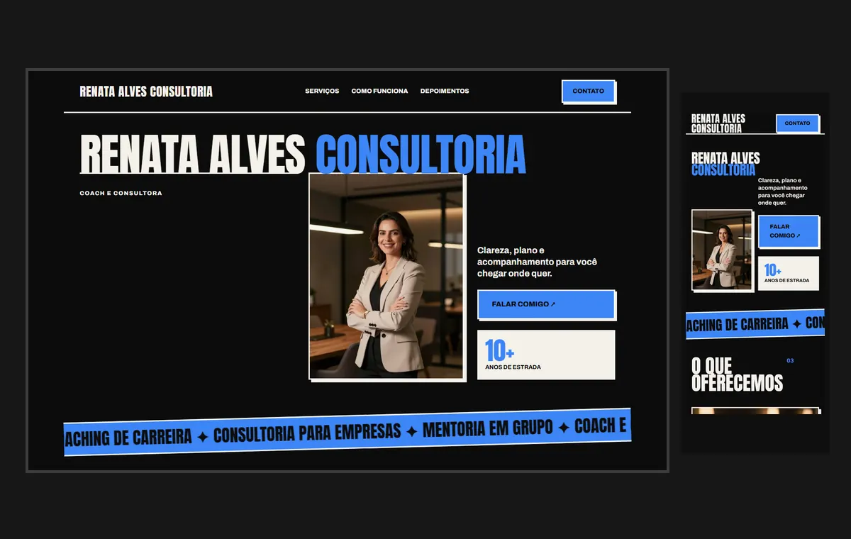 Site de coach e consultor no modelo Impacto Eclipse