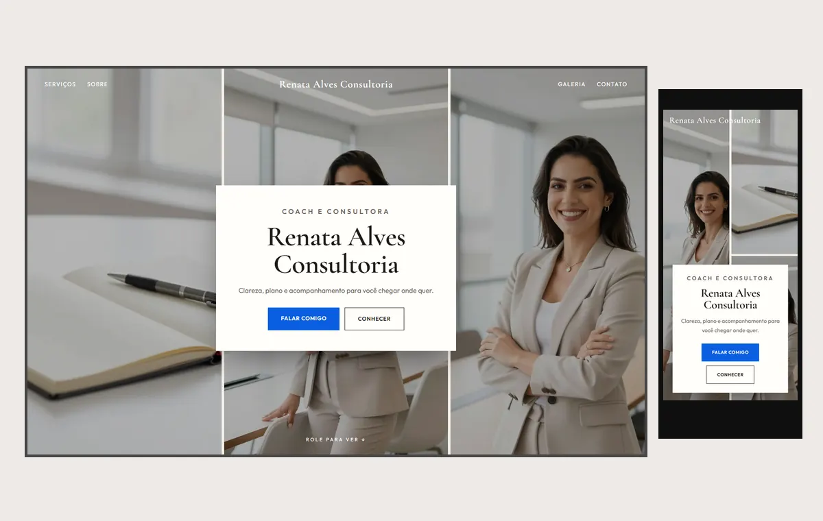 Site de coach e consultor no modelo Mosaico Areia