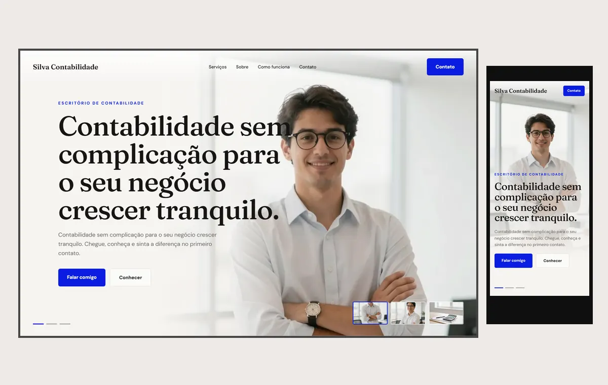 Site de contador no modelo Cinema Luz