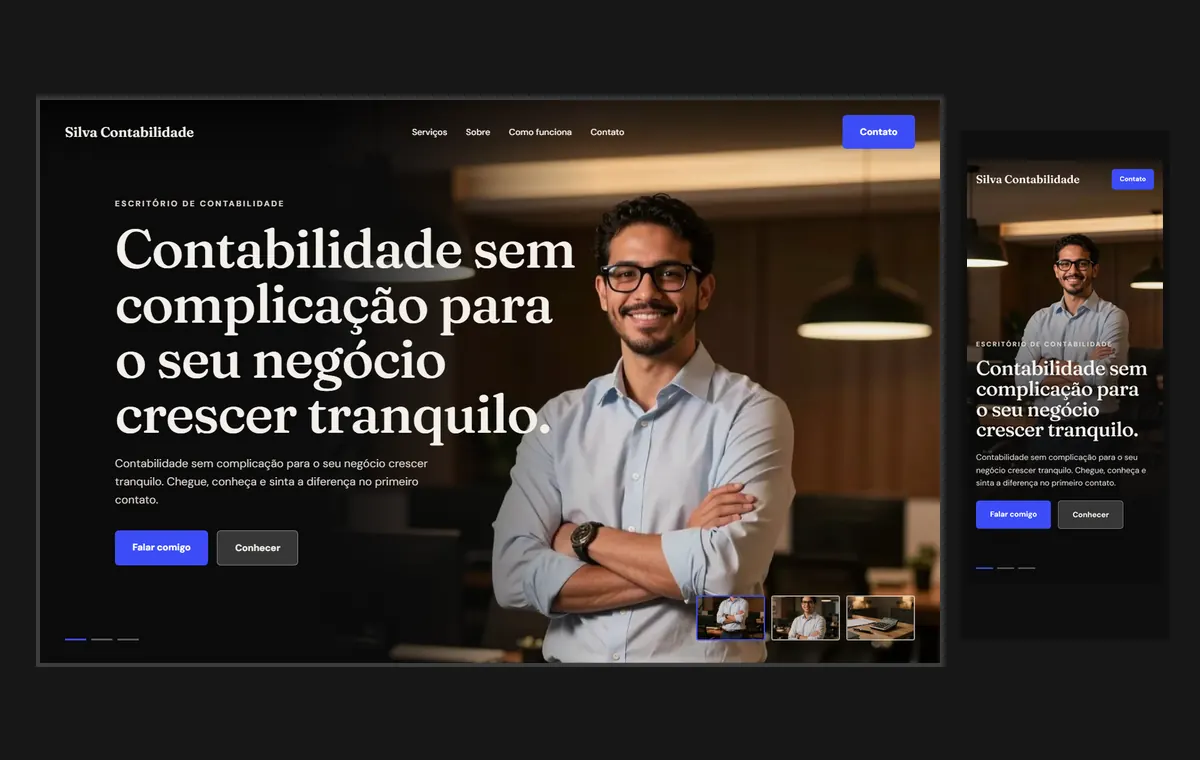 Site de contador no modelo Cinema Noite