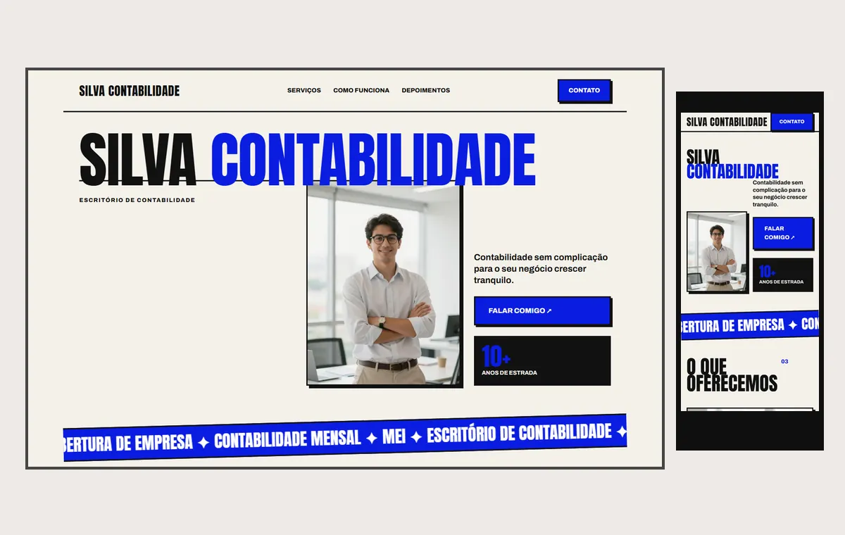 Site de contador no modelo Impacto Sol