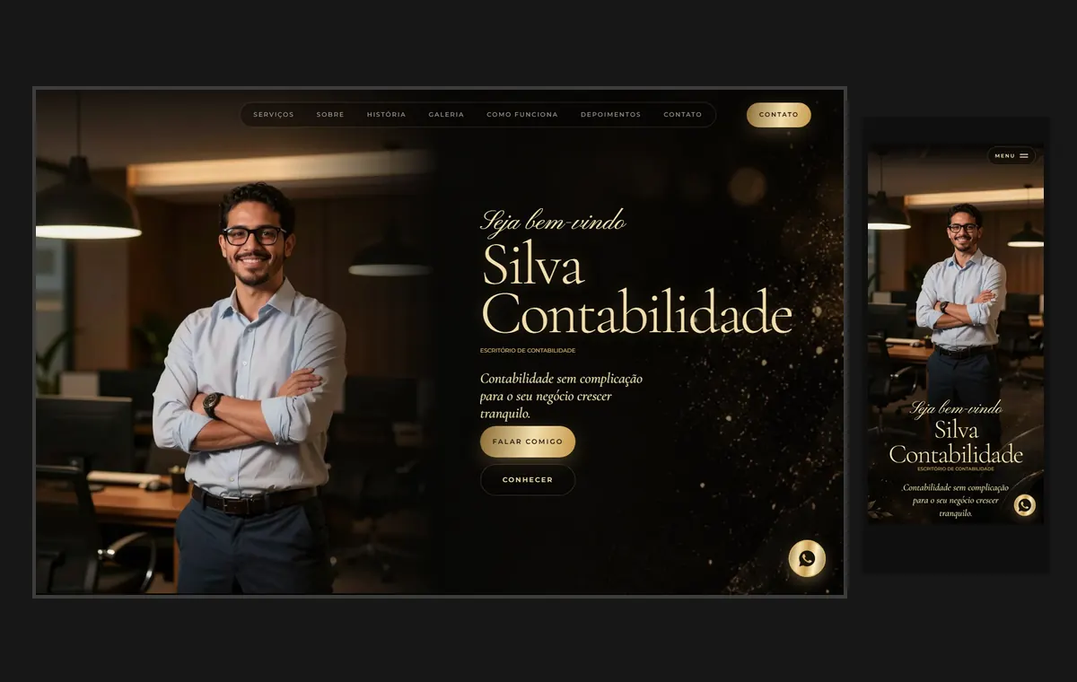 Site de contador no modelo Luxo Noite