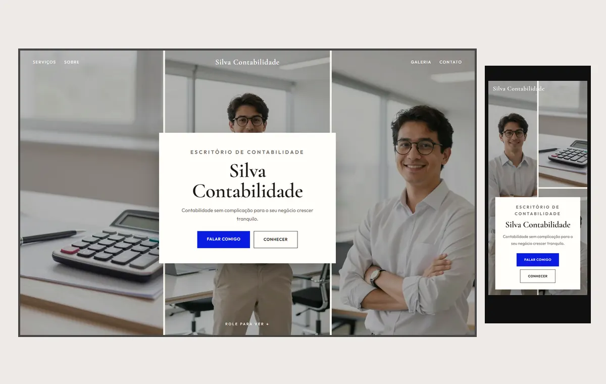 Site de contador no modelo Mosaico Areia