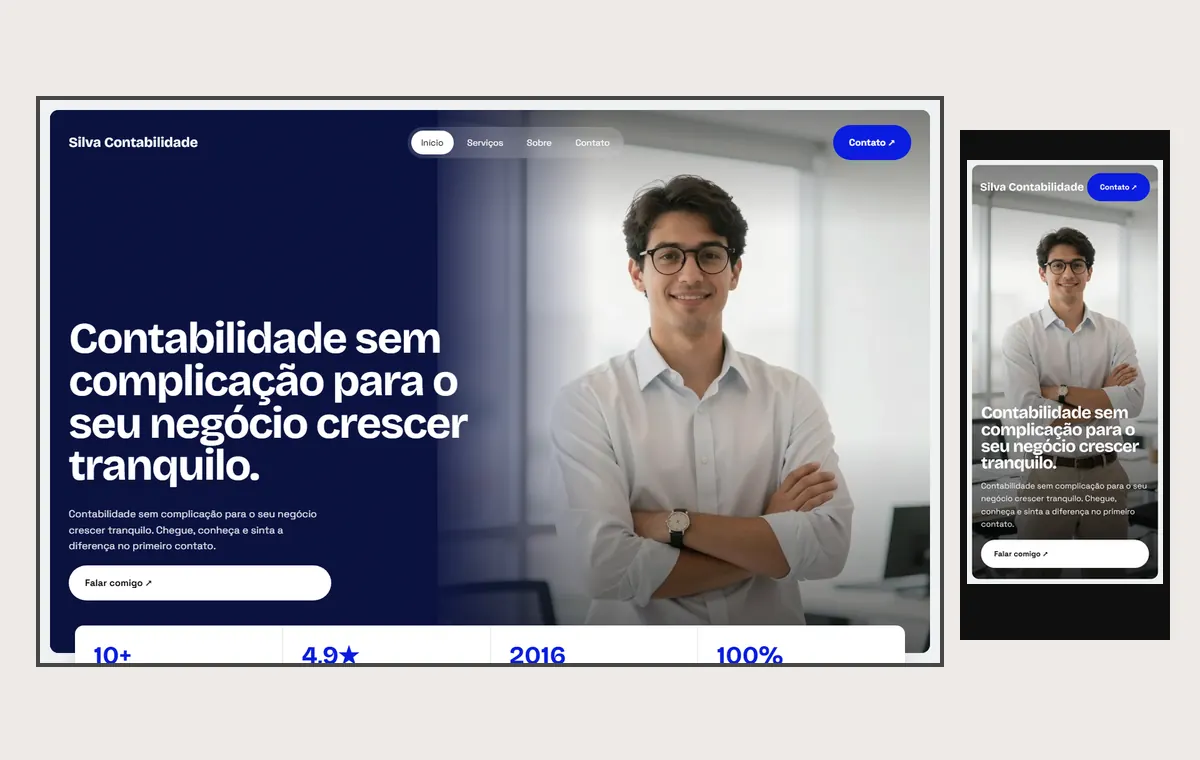 Site de contador no modelo Panorama Céu