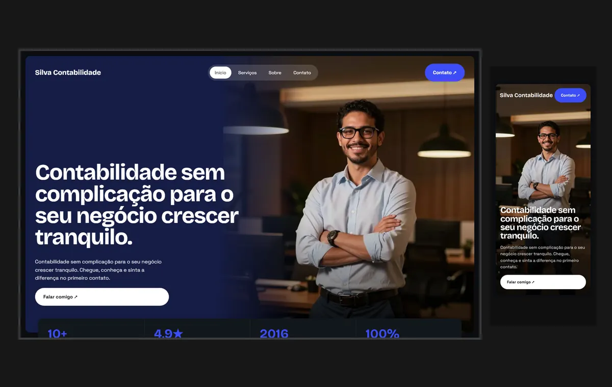 Site de contador no modelo Panorama Lua