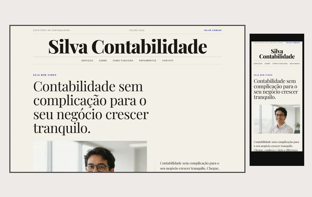 Site de contador no modelo Revista Linho