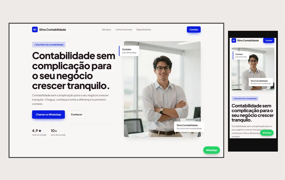 Site de contador no modelo Vitrine Aurora