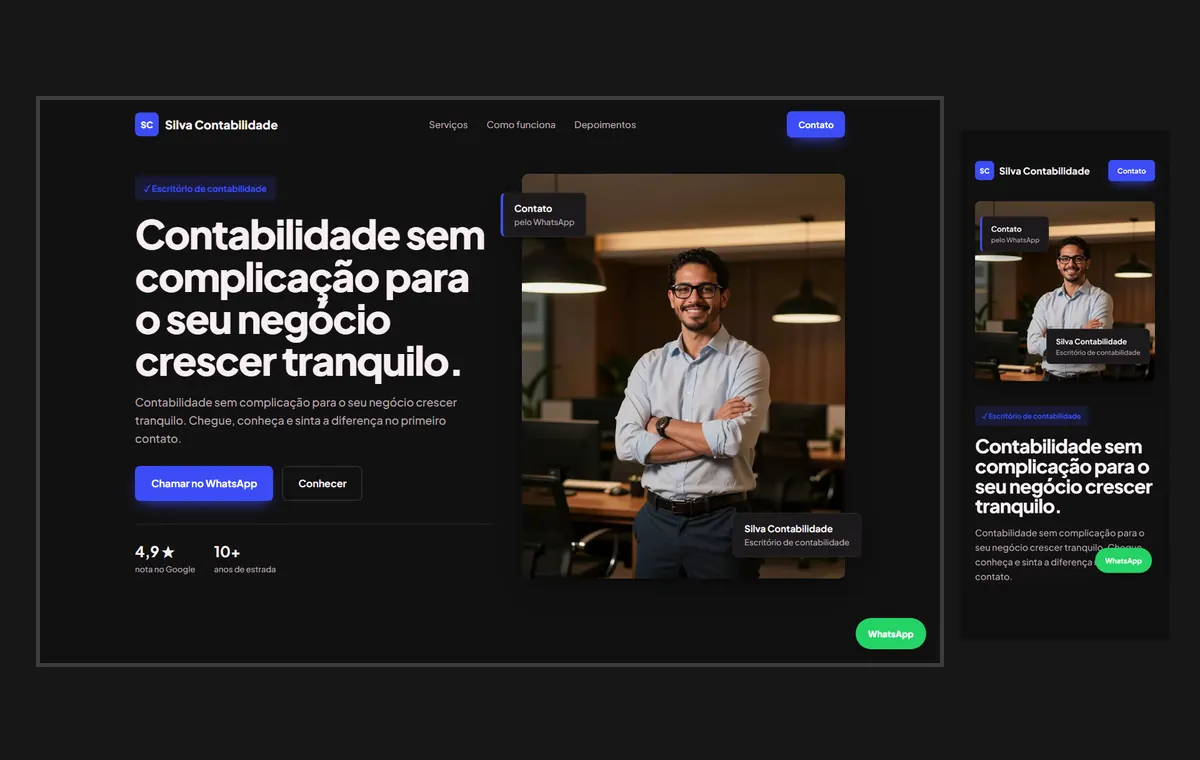 Site de contador no modelo Vitrine Neon