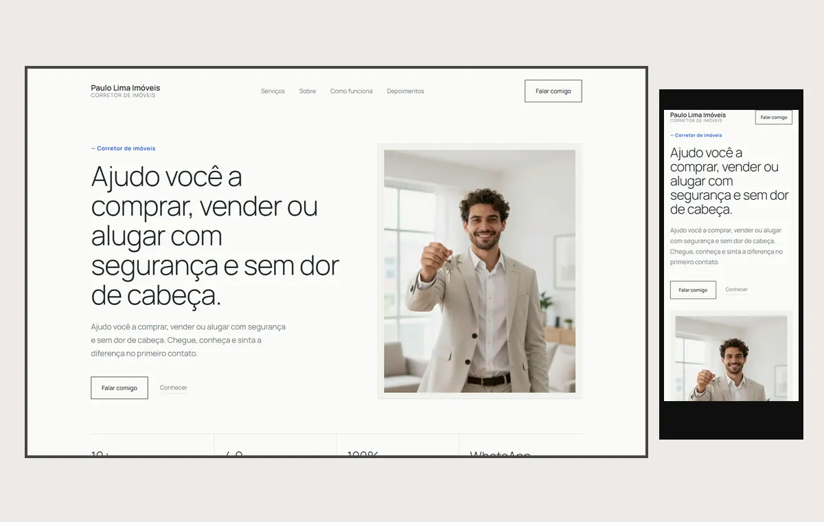 Site de corretor de imóveis no modelo Clean Nuvem