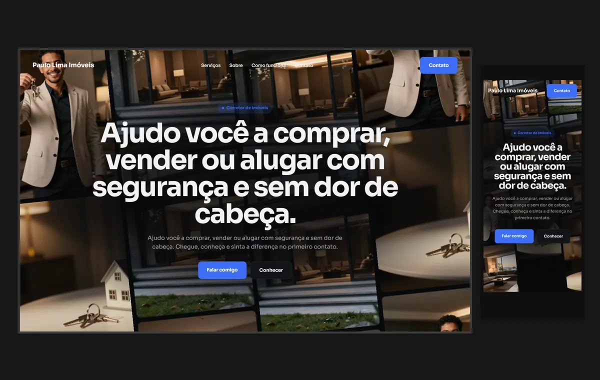 Site de corretor de imóveis no modelo Fluxo Noite