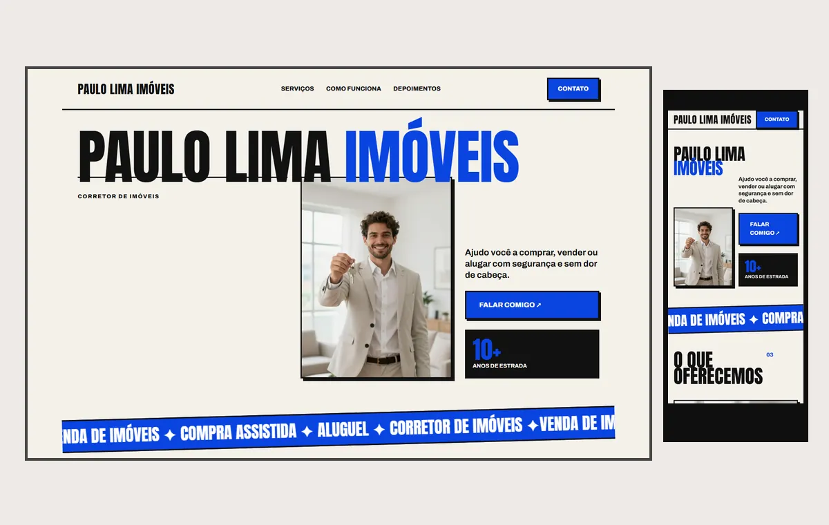 Site de corretor de imóveis no modelo Impacto Sol