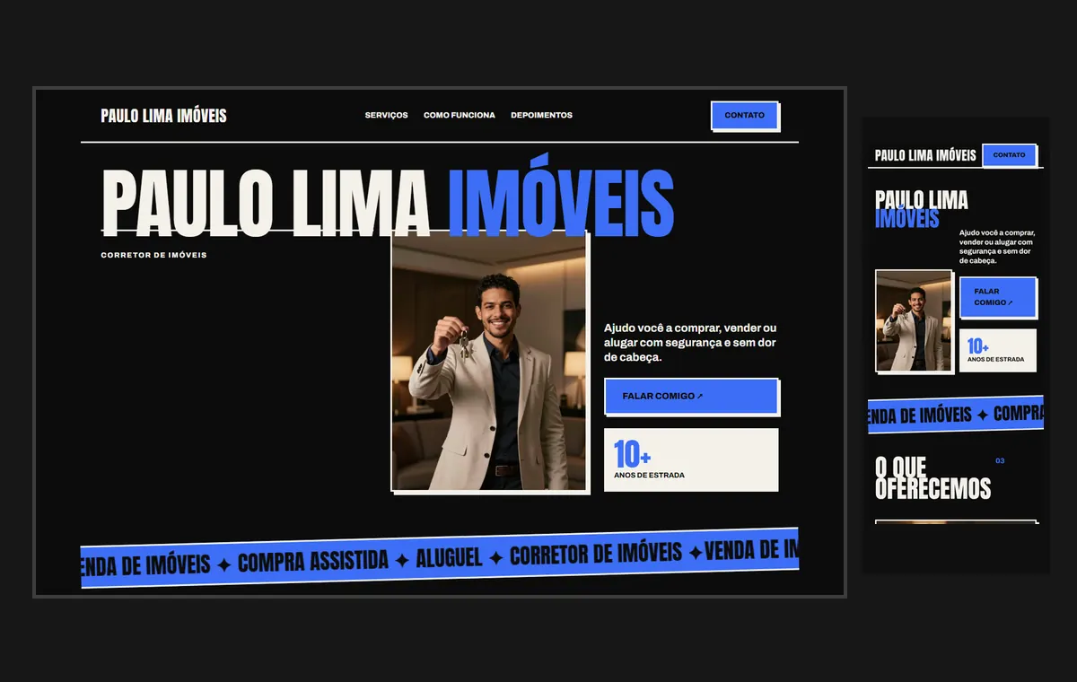 Site de corretor de imóveis no modelo Impacto Eclipse